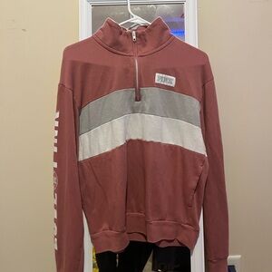 PINK Victoria's Secret Colorblock Half-Zip Sweatshirt - Mauve and Gray